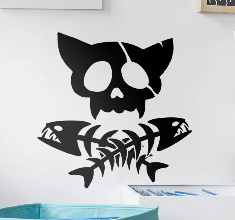 Awesome pirate cat skull halloween sticker - TenStickers