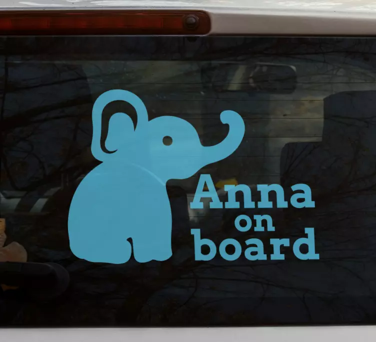 Baby on board sticker with elephant personalization - TenStickers