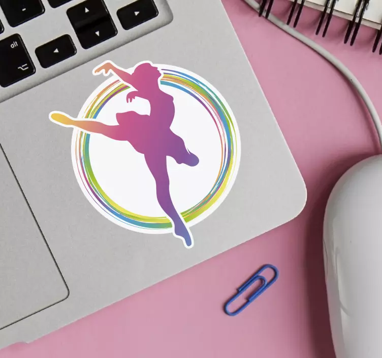 Ballet dancer silhouette laptop sticker - TenStickers