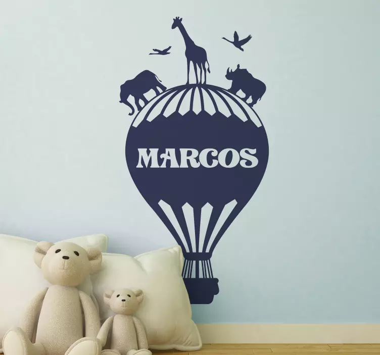 Balloon with named jungle animals wall sticker - TenStickers