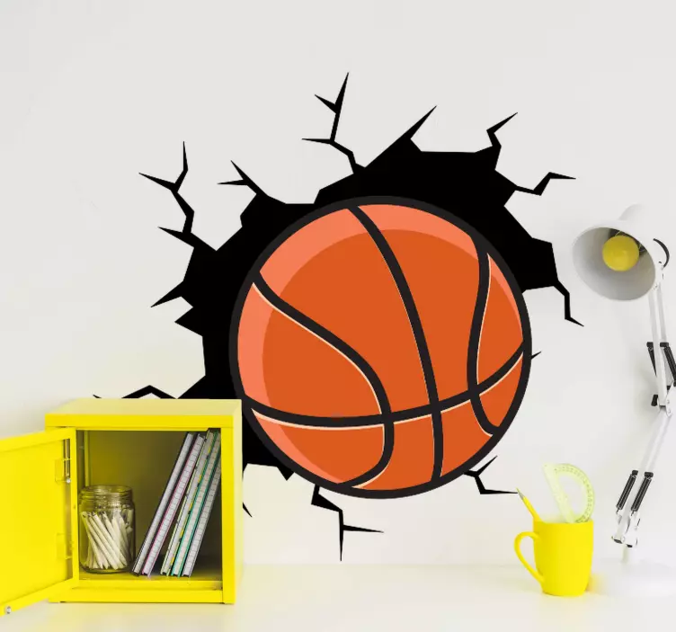 Basketball through the wall  3D Sticker - TenStickers