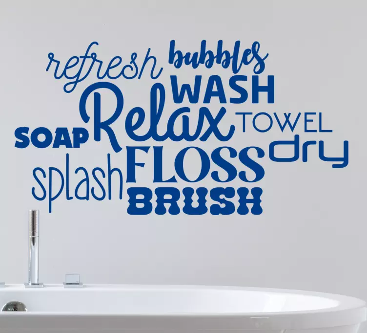 Bath design words Bathroom wall sticker - TenStickers