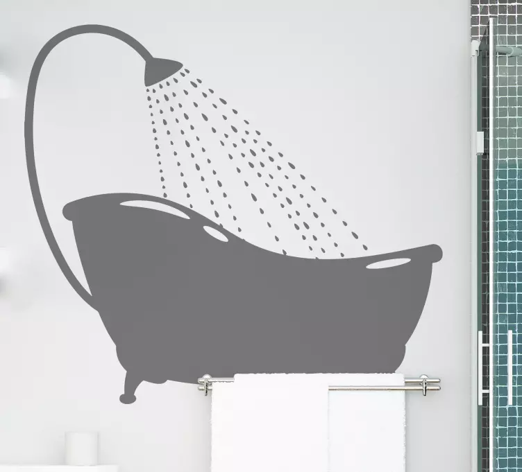 Bath with shower silhouette bathroom sticker - TenStickers
