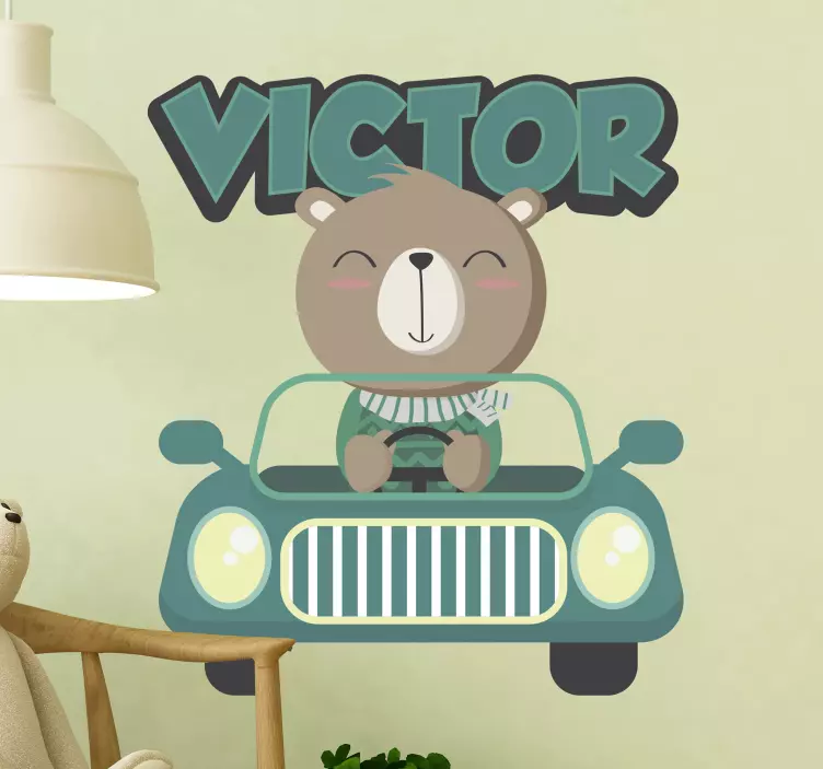 Bear Driving Car cycling decal - TenStickers