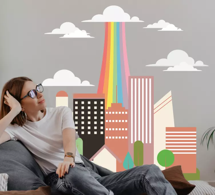 Beautiful background with a rainbow sticker - TenStickers