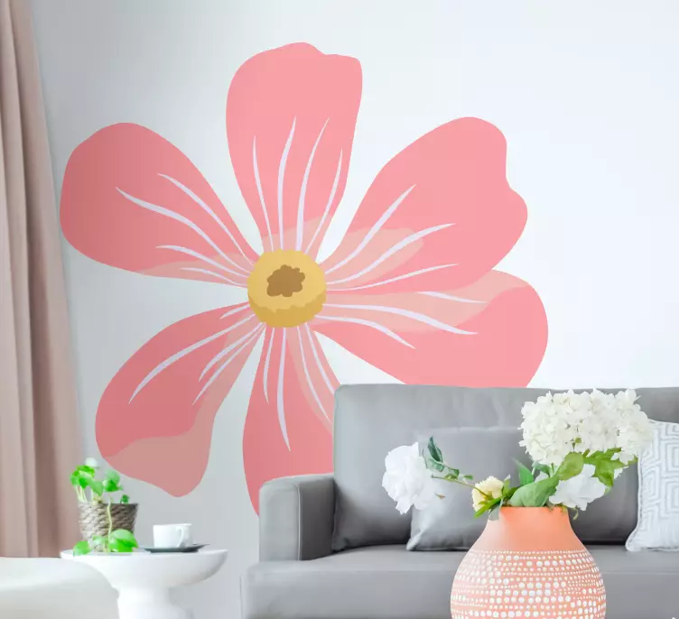 Beautiful big pink flowers wall decal - TenStickers