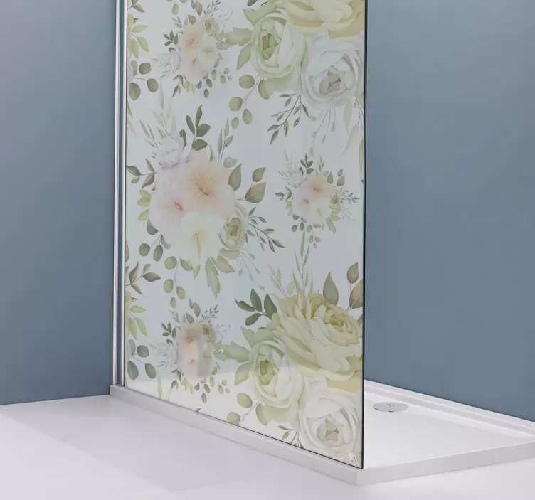 Floral seamless pattern  shower screen decal - TenStickers