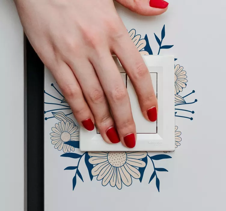 Beige daisy pattern light switch sticker - TenStickers
