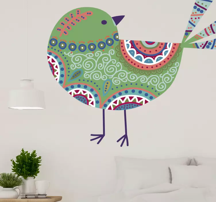 Bird shape Slovak folk  floral wall sticker - TenStickers