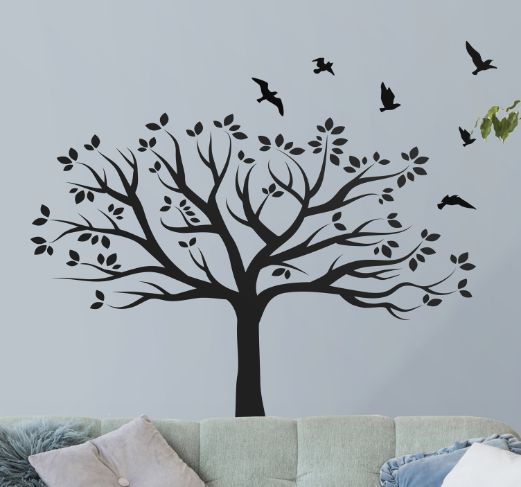 Birds flying over tree tree wall sticker - TenStickers