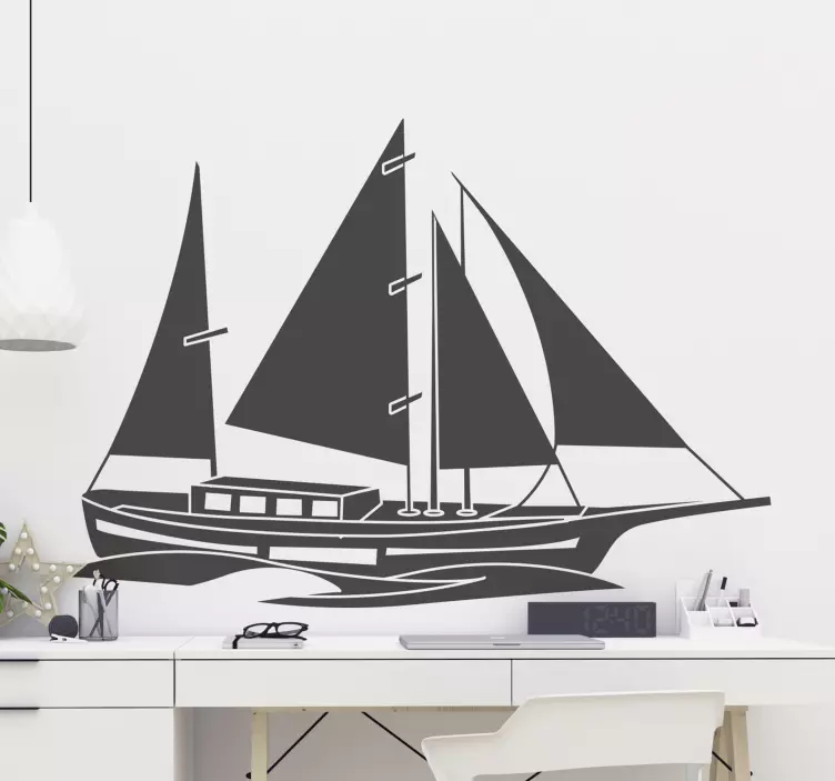Black and white boat nautical wall sticker - TenStickers