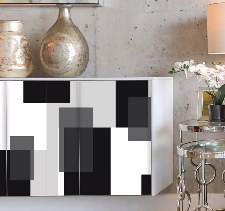 Black and white color blocks furniture decal - TenStickers