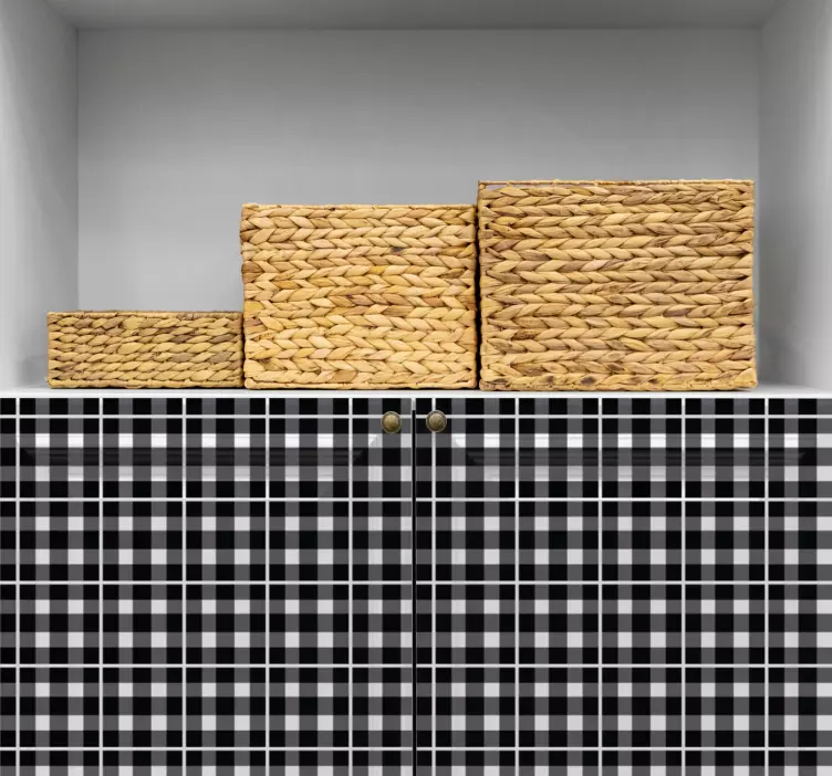 Black and white gingham pattern furniture decal - TenStickers