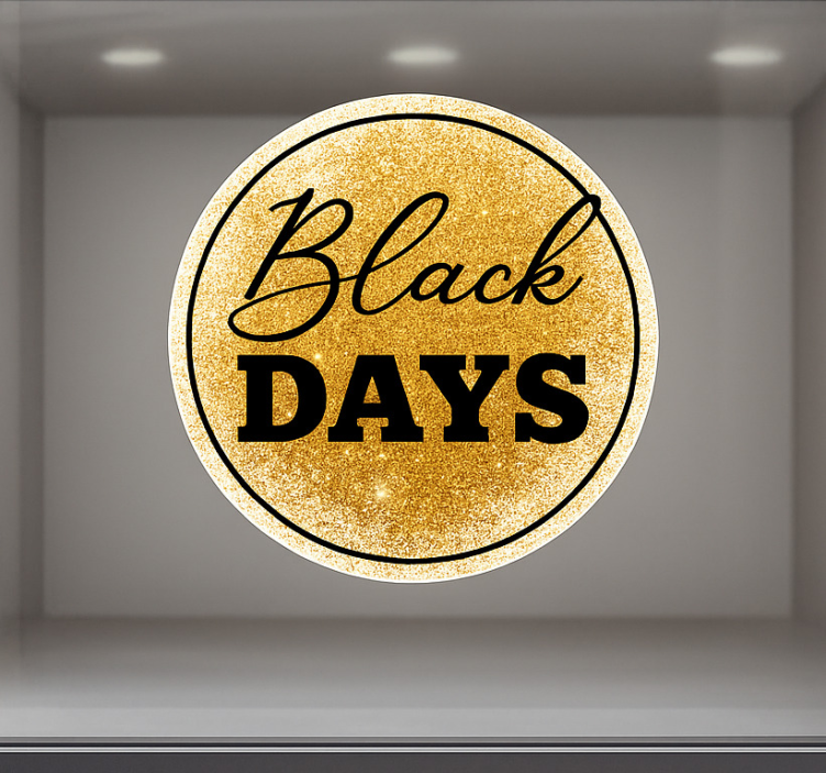 Black friday sticker white and gold "black days" - TenStickers