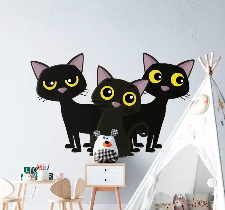 Black kitties cat sticker - TenStickers