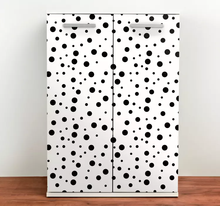 Black polka dots on white furniture sticker - TenStickers