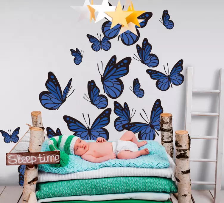 Blue flying butterflies vinyl decal - TenStickers