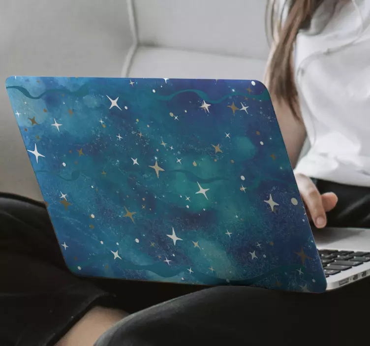 blue glitter with stars laptop skins - TenStickers