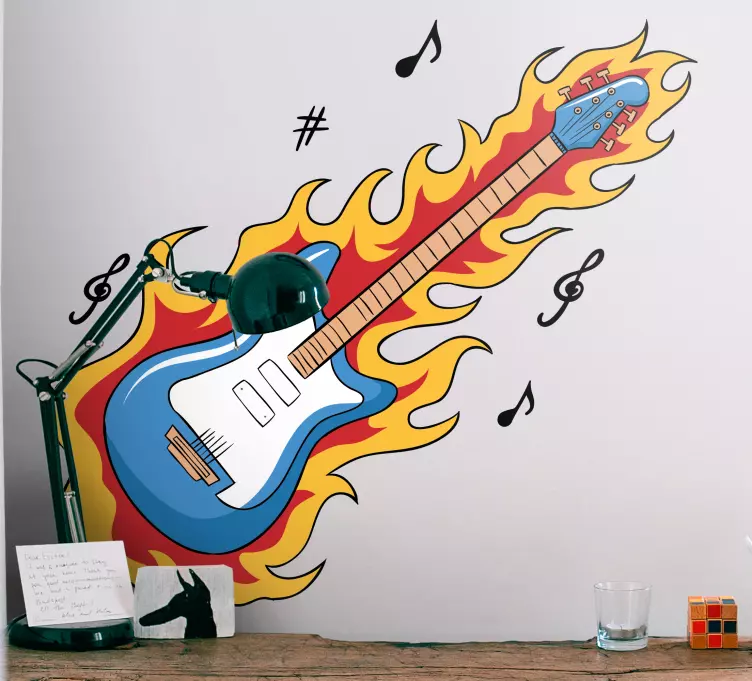 Blue guitar rock vinyl sticker - TenStickers