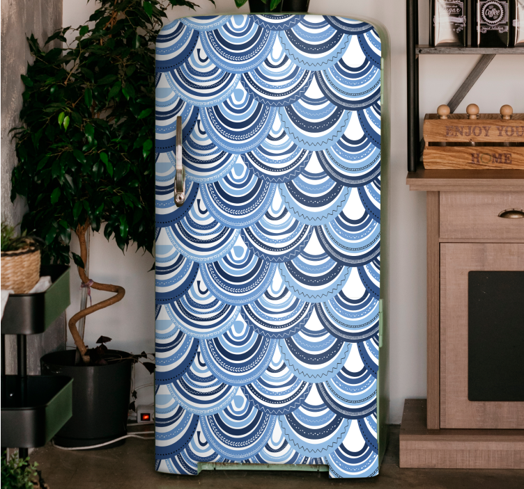 Blue scales fish pattern abstract fridge decal - TenStickers