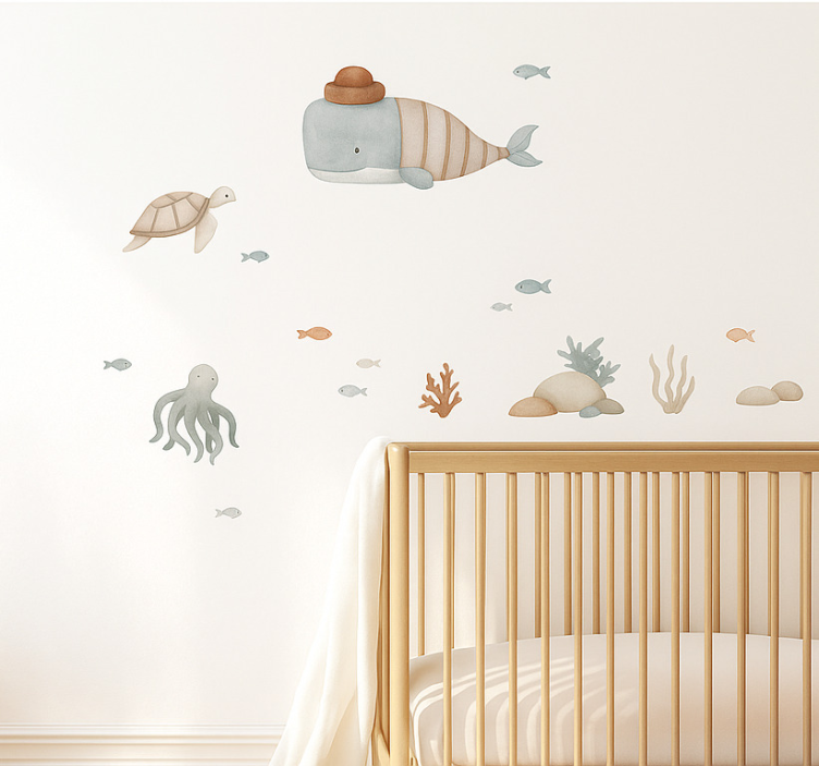 Boho ocean animals illustration sticker - TenStickers