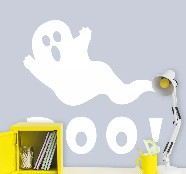 Boo text with a ghost halloween sticker - TenStickers