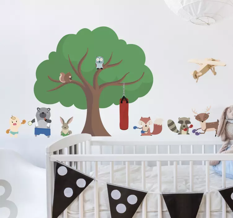 Boxing Forest Critters wall stickers for kids - TenStickers