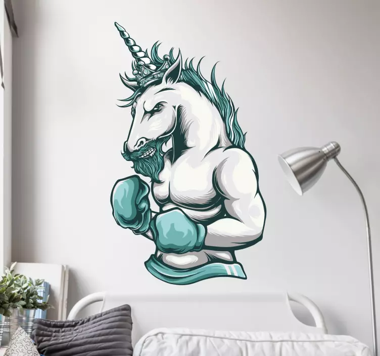 Boxing Unicorn Illustration wall sticker - TenStickers
