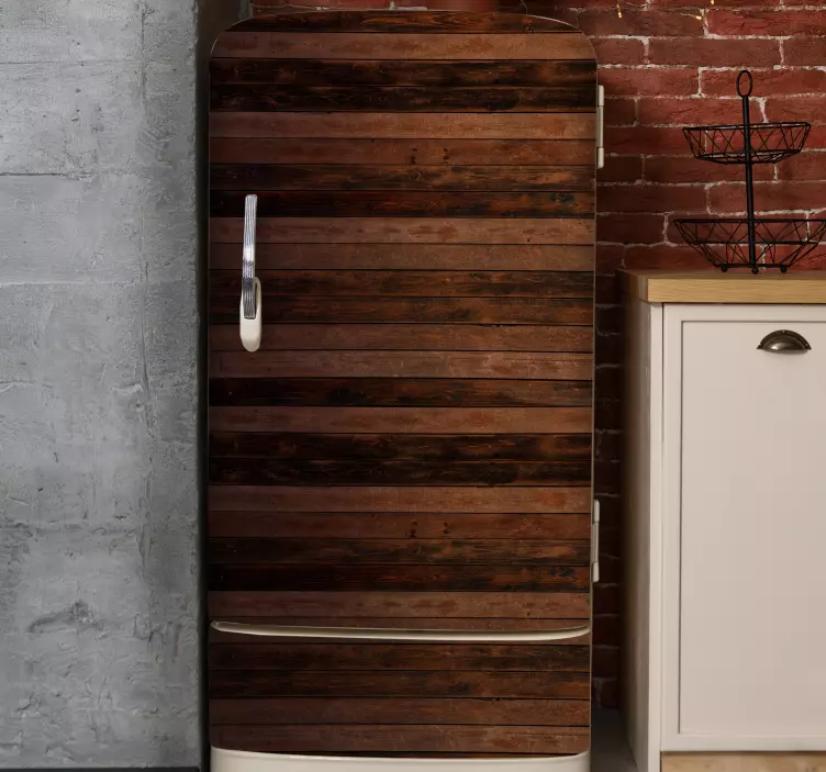 Brown horizontal planks fridge sticker - TenStickers
