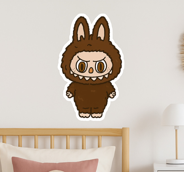Brown monster doll illustration sticker - TenStickers