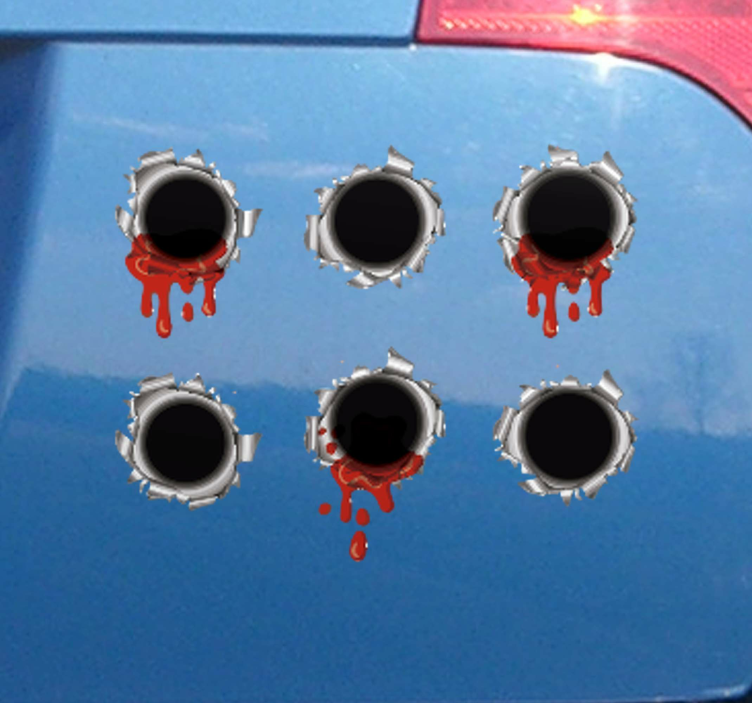 Bullet holes with blood Car Sticker - TenStickers