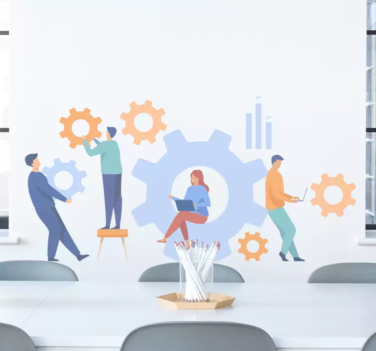 Business sticker teamwork and gears - TenStickers