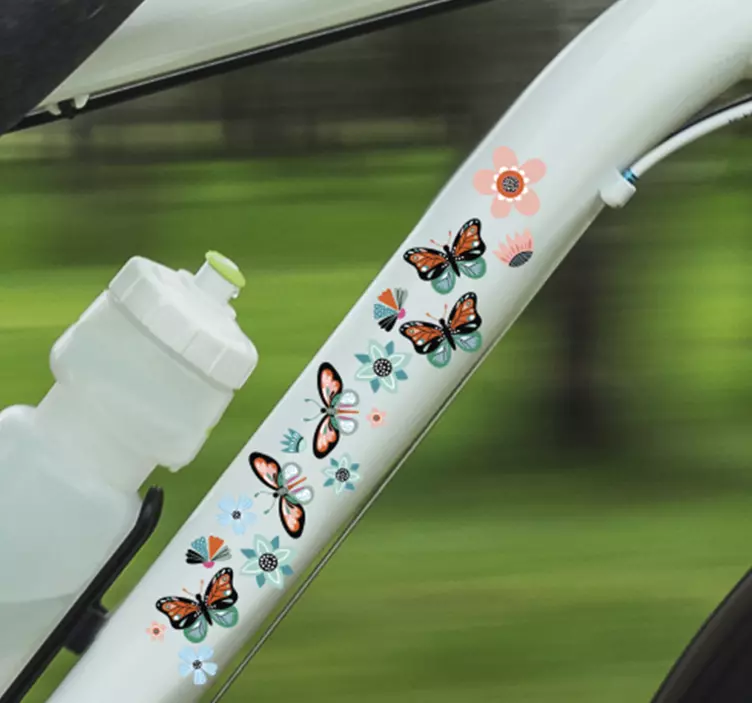 Butterflies and flowers bike sticker - TenStickers
