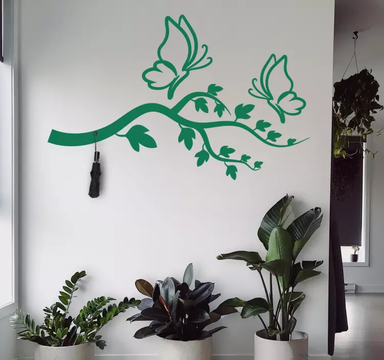 Butterflies on Branch coat hanger sticker - TenStickers