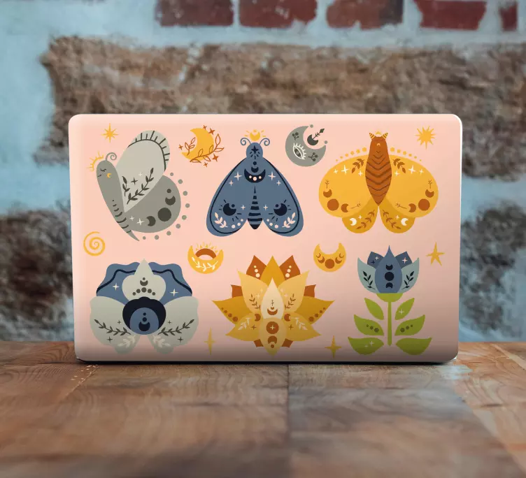 Butterfly and flower laptop skins - TenStickers