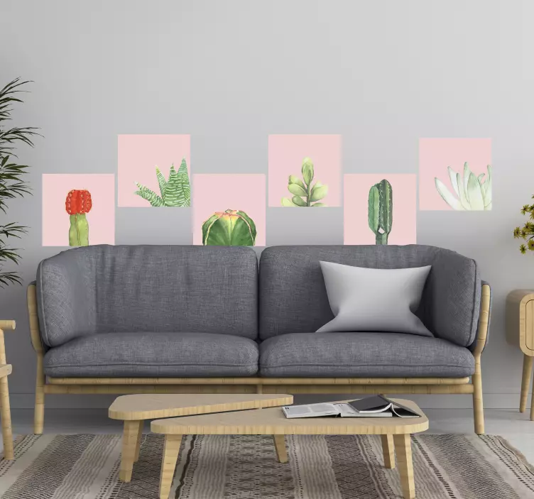 Cactus green plant wall sticker - TenStickers