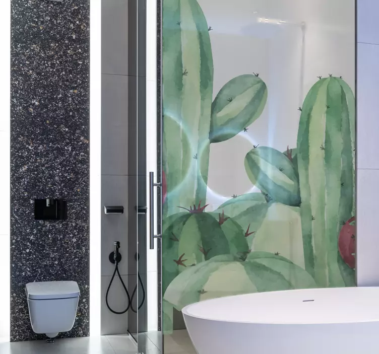 Cactus Plants shower screen sticker - TenStickers