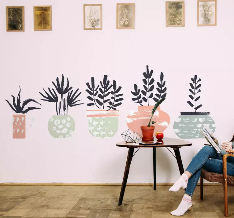 Calligraphy plants wall sticker - TenStickers