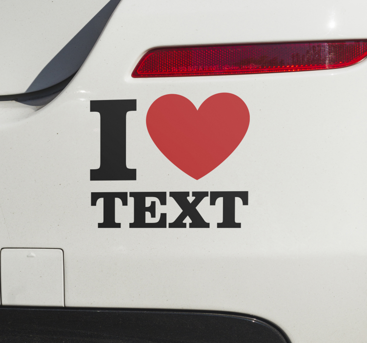 customisable ' I love' car sticker - TenStickers