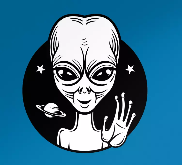 Car sticker alien character greeting - TenStickers