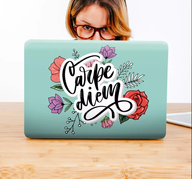 Carpe Diem Floral laptop skin - TenStickers