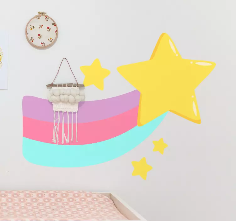 Rainbow with stars cartoon sticker - TenStickers