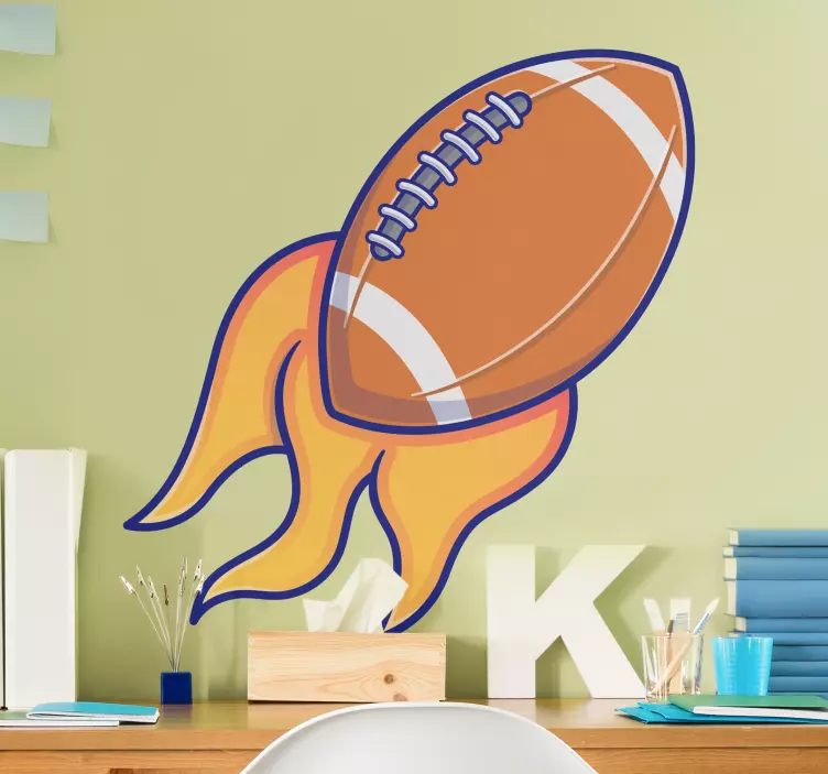 Cartoon rugby ball rugby wall sticker - TenStickers