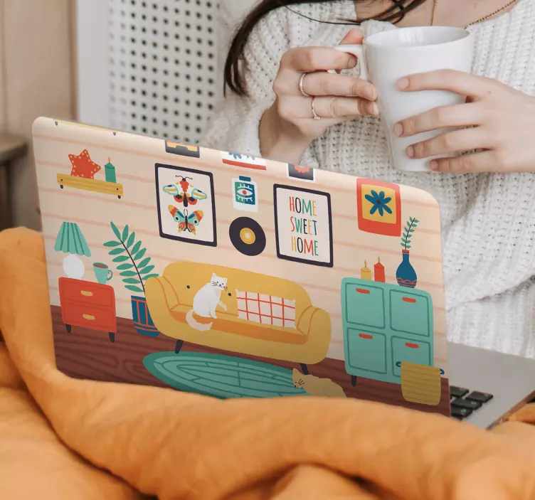 Cat face laptop vinyl skins - TenStickers