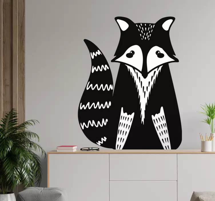 Charming raccoon figure wall sticker - TenStickers