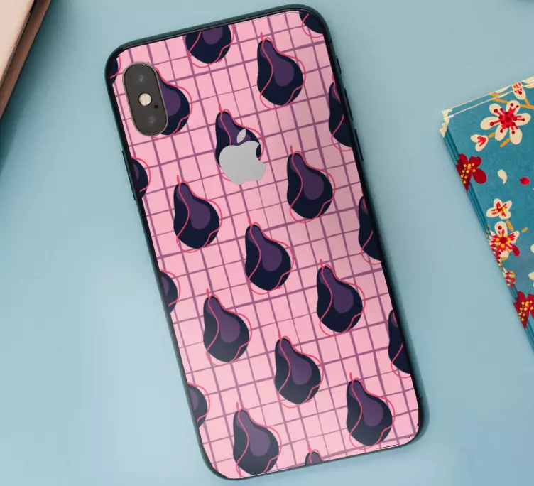 Checked pattern with pears iPhone decal - TenStickers