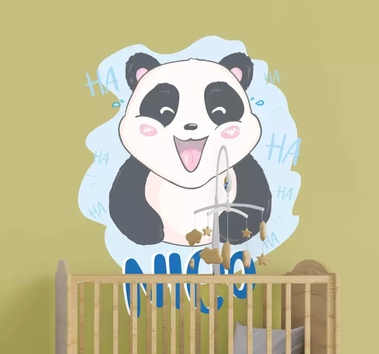 Cheerful Panda Face wall stickers for kid - TenStickers