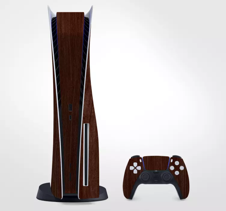 Cherry wood skin PS5 sticker - TenStickers