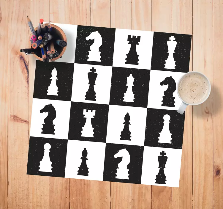 Chess piece silhouettes board game sticker - TenStickers