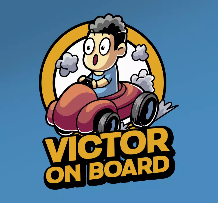 Cute boy with custom name baby on board sticker - TenStickers